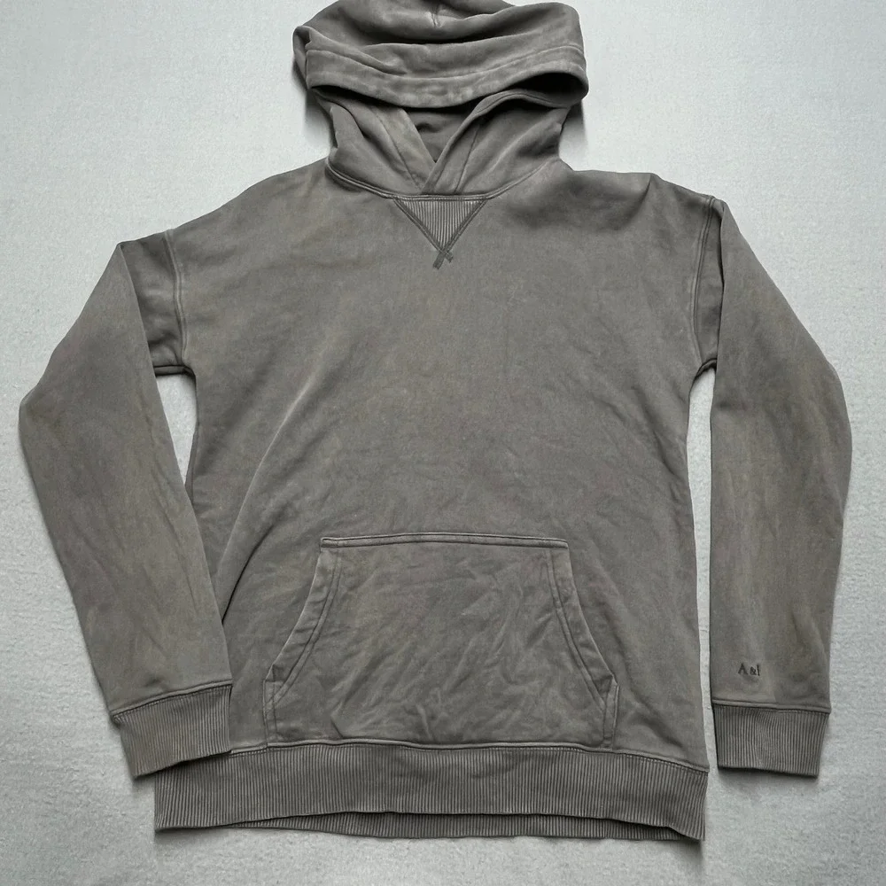 Abercrombie & Fitch Hoodie Mens Medium Gray‎ Acid Wash Pullover Minimalist A&F